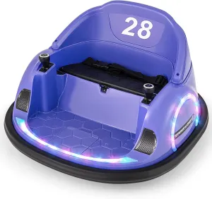HONEY JOY 12V Baby Bumper Car, Bumper Car for Toddlers, Ride On Toy Car with Remote Control, 360 Degree Spin, Music, Bright LED Lights, Electric Bumping Car for Kids Boys Girls (Purple)
