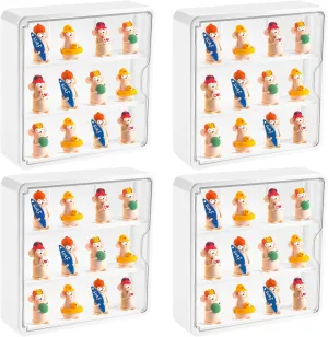 Honeydak 4 Pcs Clear Display Case for Figures Wall-Mounted Doll Storage Box Dust Proof Display Cabinet Organizer with Magnetic Door for Collectibles Action Mini Figures Toys