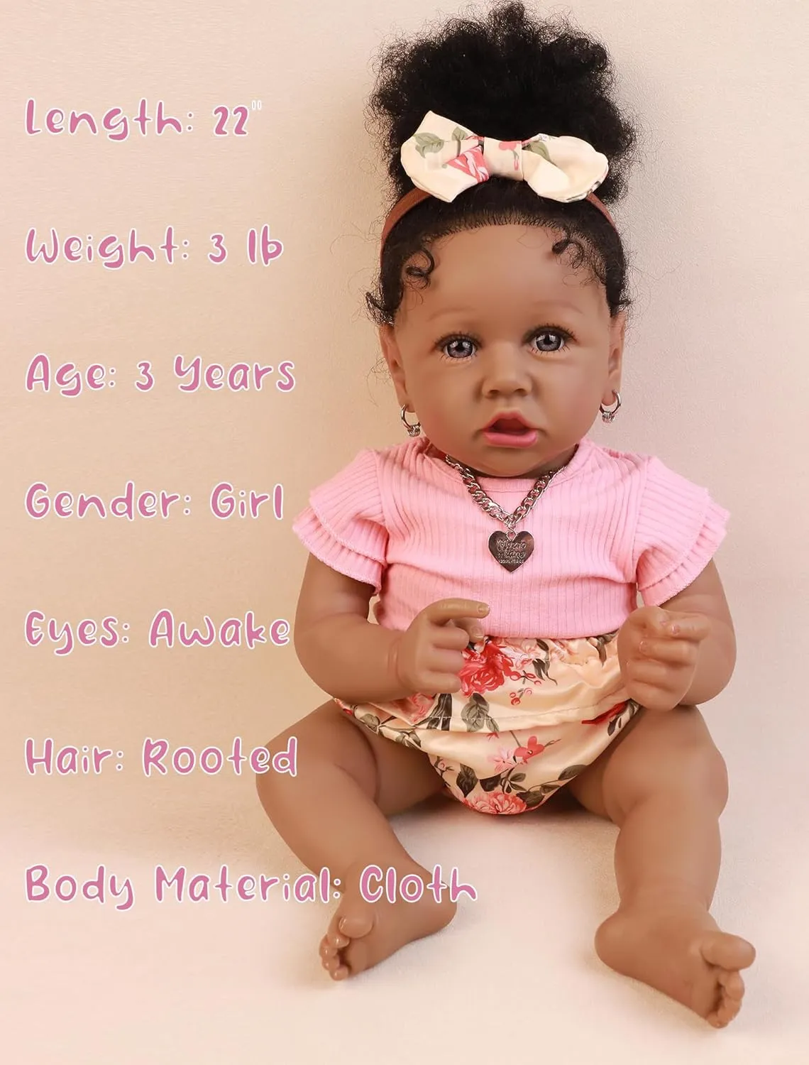 HOOMAI Lifelike Reborn Baby Dolls with Soft Body African American Realistic Girl Doll 22.8 Inch Best Birthday Gift Set