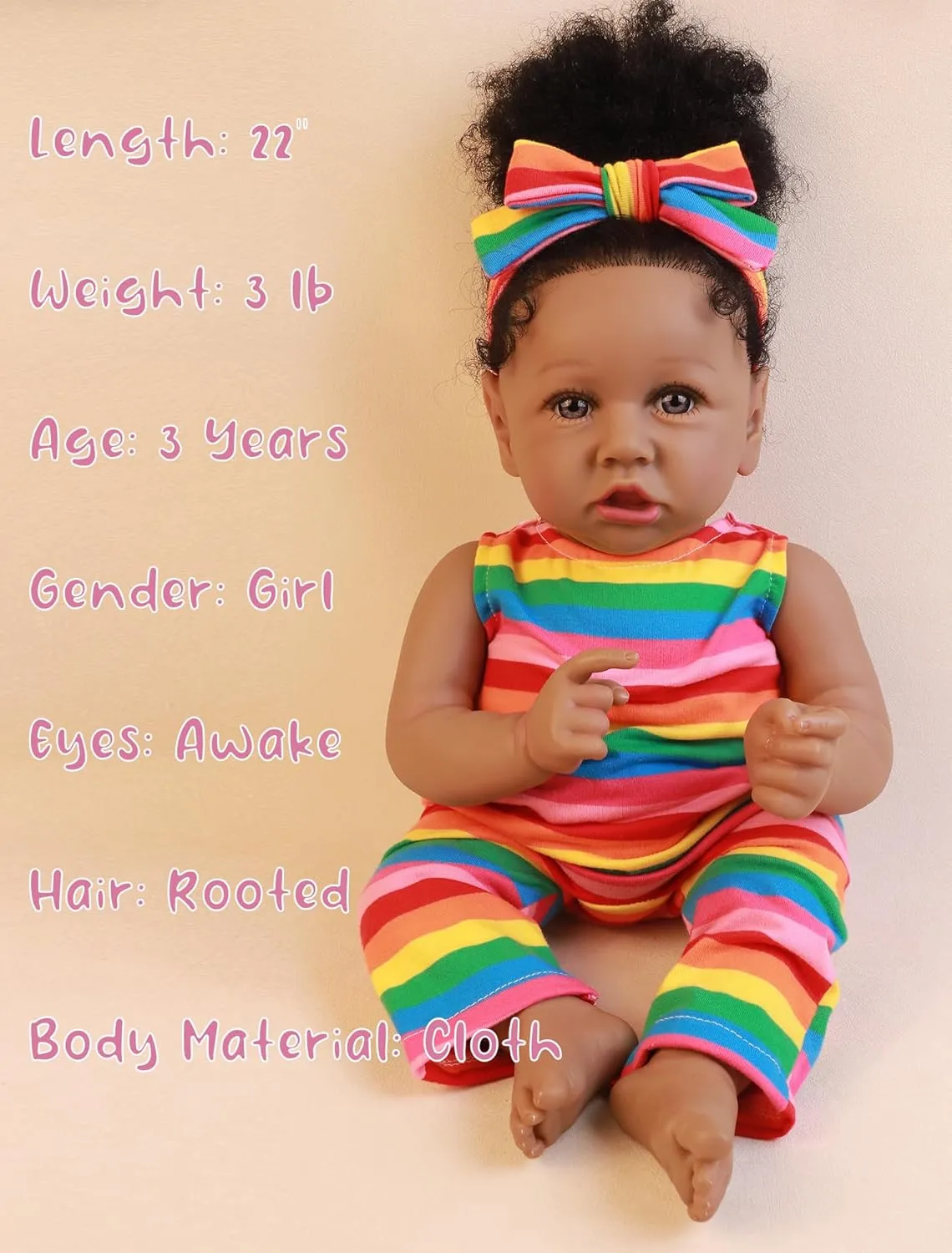 HOOMAI Lifelike Reborn Baby Dolls with Soft Body African American Realistic Girl Doll 22.8 Inch Best Birthday Gift Set