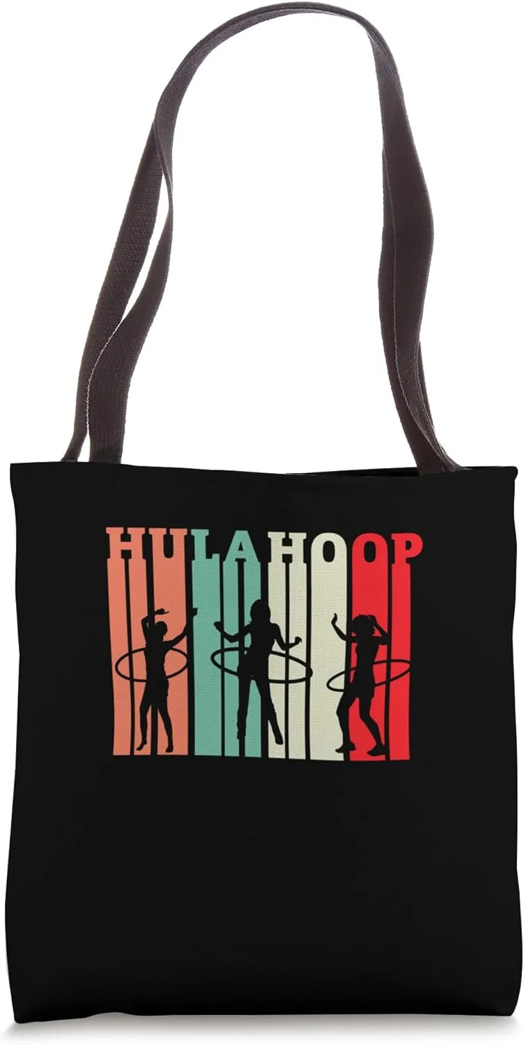 Hula Hoop Retro Stripe Design Colorful Silhouette Layout Tote Bag