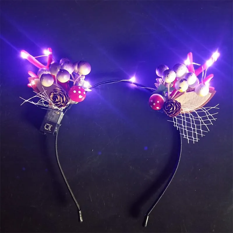 HULIANFU 2023 Luminous Elk Antler Headband Christmas Concert Forest Branch Deer Ear Headgear Hair Accessories Scenic Stage Show Photo Props