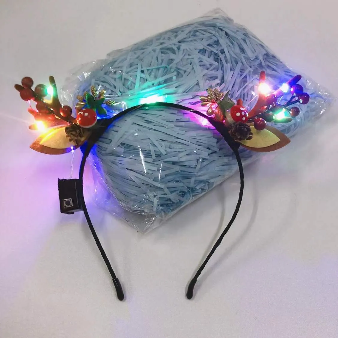 HULIANFU 2023 Luminous Elk Antler Headband Christmas Concert Forest Branch Deer Ear Headgear Hair Accessories Scenic Stage Show Photo Props