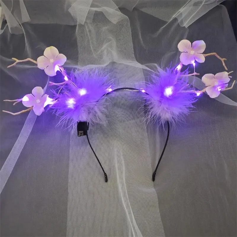 HULIANFU 2023 Luminous Elk Antler Headband Christmas Concert Forest Branch Deer Ear Headgear Hair Accessories Scenic Stage Show Photo Props