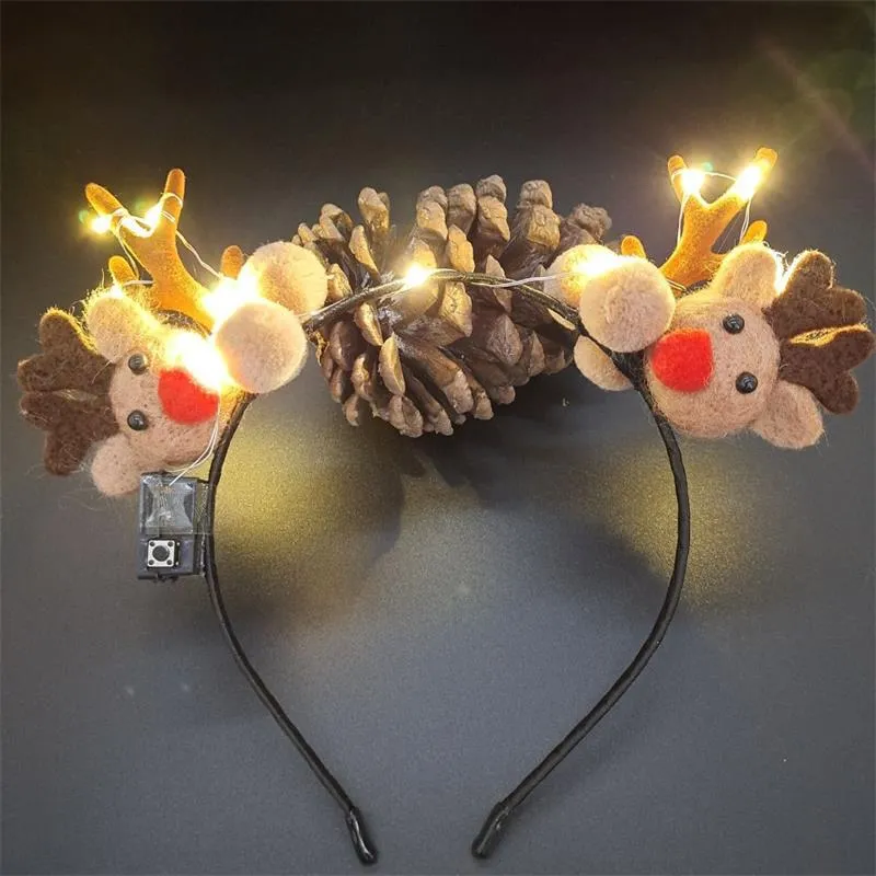 HULIANFU 2023 Luminous Elk Antler Headband Christmas Concert Forest Branch Deer Ear Headgear Hair Accessories Scenic Stage Show Photo Props