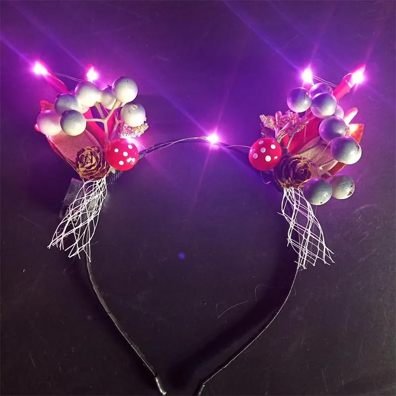 HULIANFU 2023 Luminous Elk Antler Headband Christmas Concert Forest Branch Deer Ear Headgear Hair Accessories Scenic Stage Show Photo Props