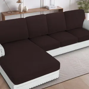 H.VERSAILTEX 2025 New Sectional Couch Covers 8 Pieces Stretch Sofa Covers for Sectional Sofa Set Separate L Shaped Couch Cover for Both Left/Right Couch (Seat and Back: 1 Chaise   3 Sofa, Chocolate)