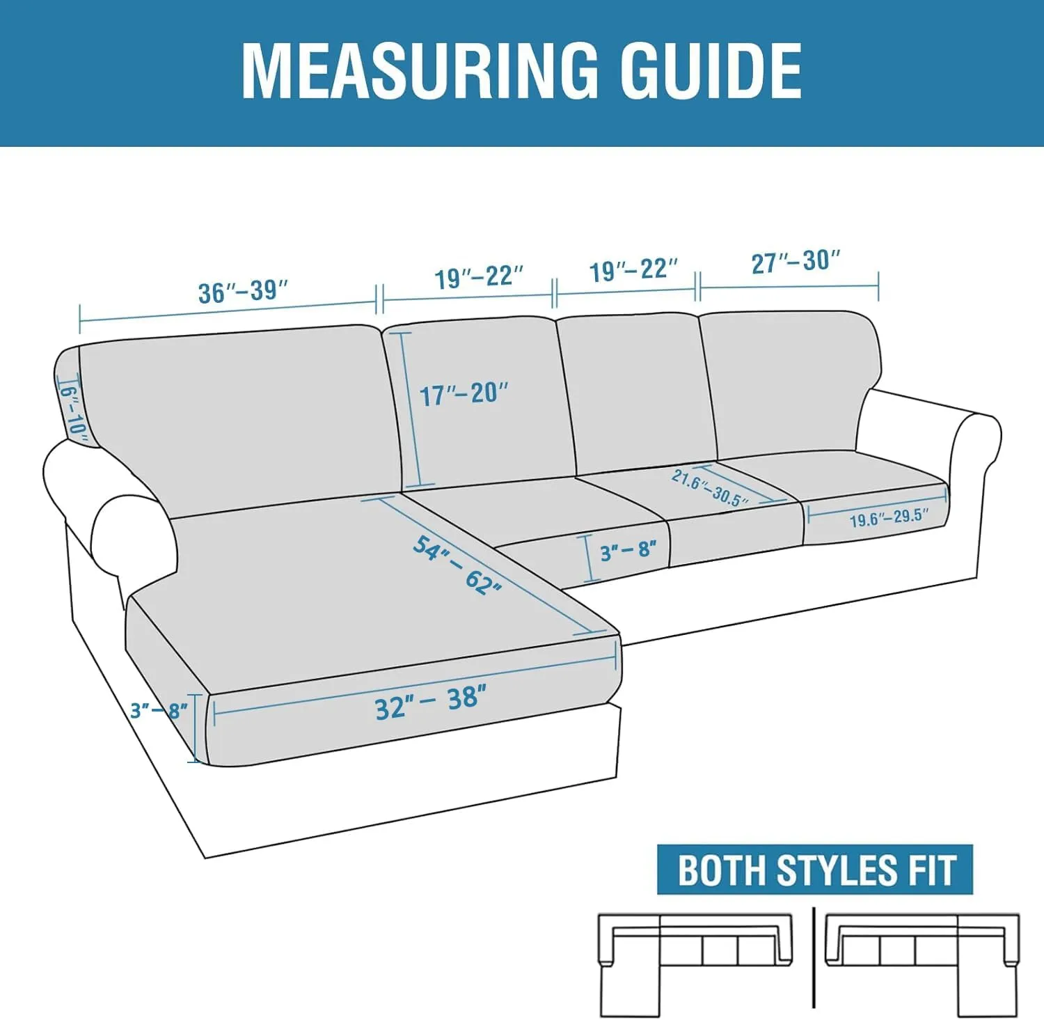 H.VERSAILTEX 2025 New Sectional Couch Covers 8 Pieces Stretch Sofa Covers for Sectional Sofa Set Separate L Shaped Couch Cover for Both Left/Right Couch (Seat and Back: 1 Chaise   3 Sofa, Chocolate)