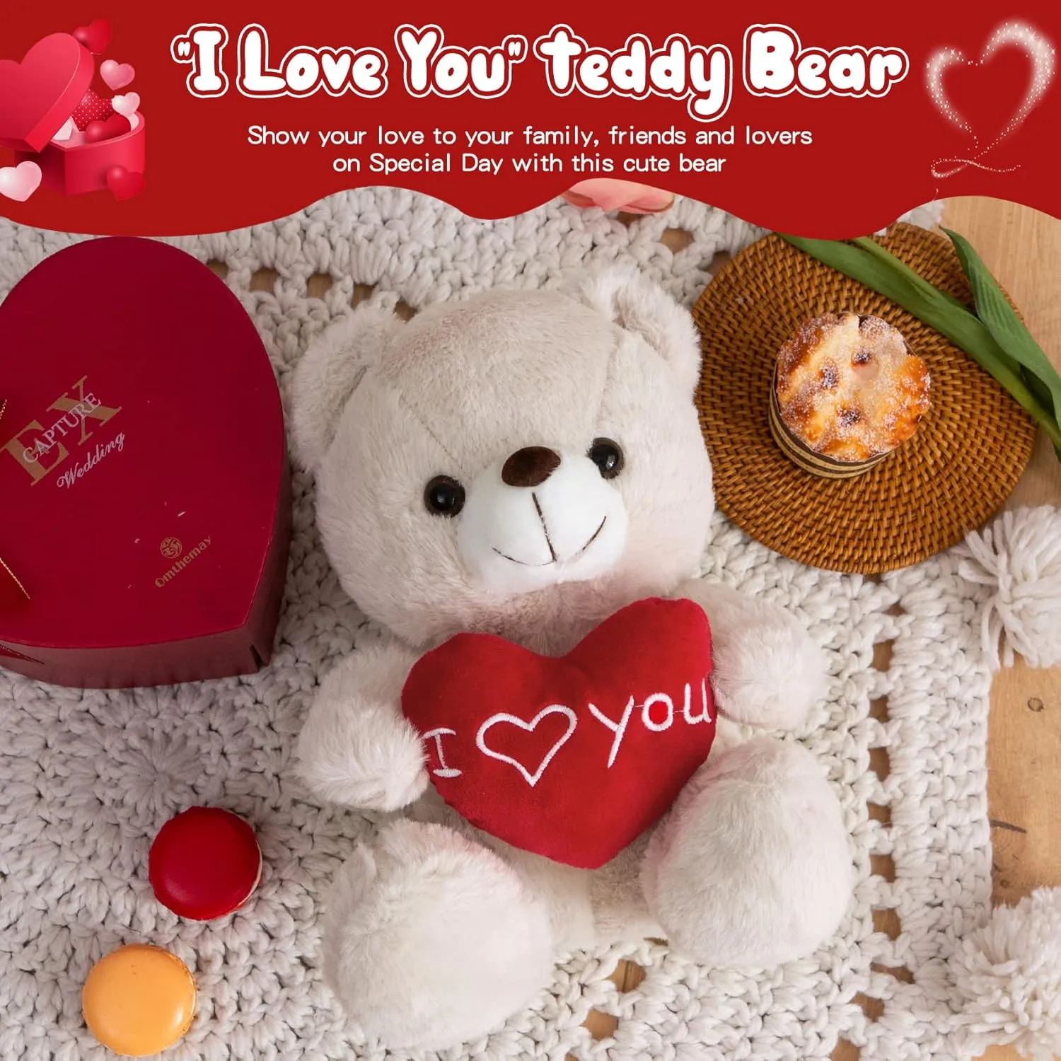 I Love You Teddy Bear for Girlfriend Stuffed Animals Cute Stuffed Teddy Bears for Girls Stuffed Bear Plush Toys Brown Teddy Bear Stuffed Animal Plushies, 12 Inch Bear Plushie Toy Animals