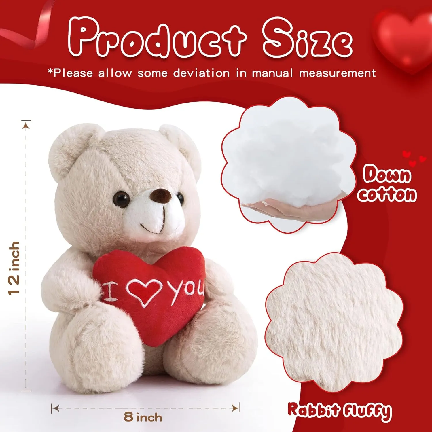 I Love You Teddy Bear for Girlfriend Stuffed Animals Cute Stuffed Teddy Bears for Girls Stuffed Bear Plush Toys Brown Teddy Bear Stuffed Animal Plushies, 12 Inch Bear Plushie Toy Animals