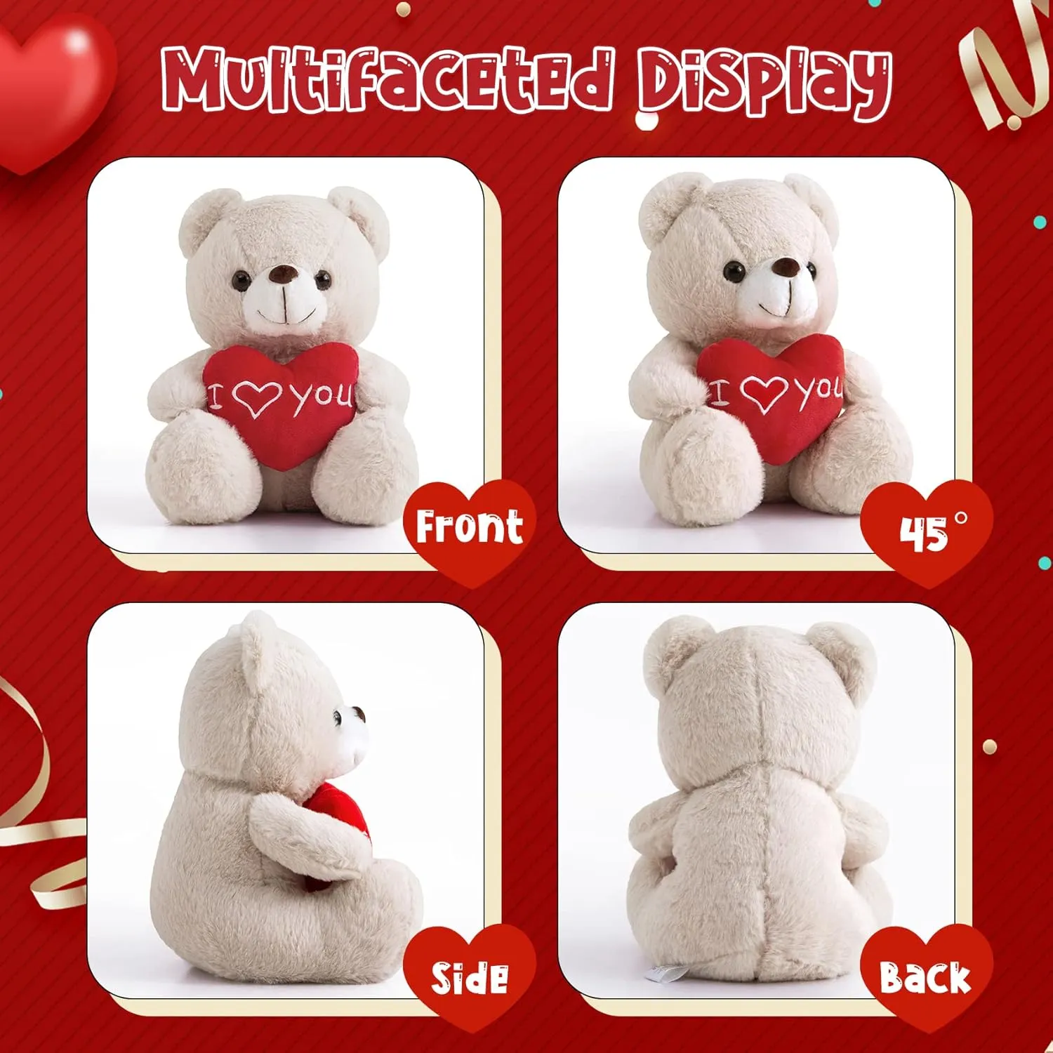 I Love You Teddy Bear for Girlfriend Stuffed Animals Cute Stuffed Teddy Bears for Girls Stuffed Bear Plush Toys Brown Teddy Bear Stuffed Animal Plushies, 12 Inch Bear Plushie Toy Animals