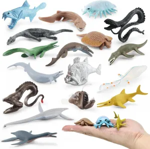 iftnotea Prehistoric Sea Ocean Toy Animal Figures, 17PCS Plastic Ancient Marine Reptiles & Deep Sea Creature Figurines, Party Decoration Montessori Toy for Kids Toddlers 3-5 5-8