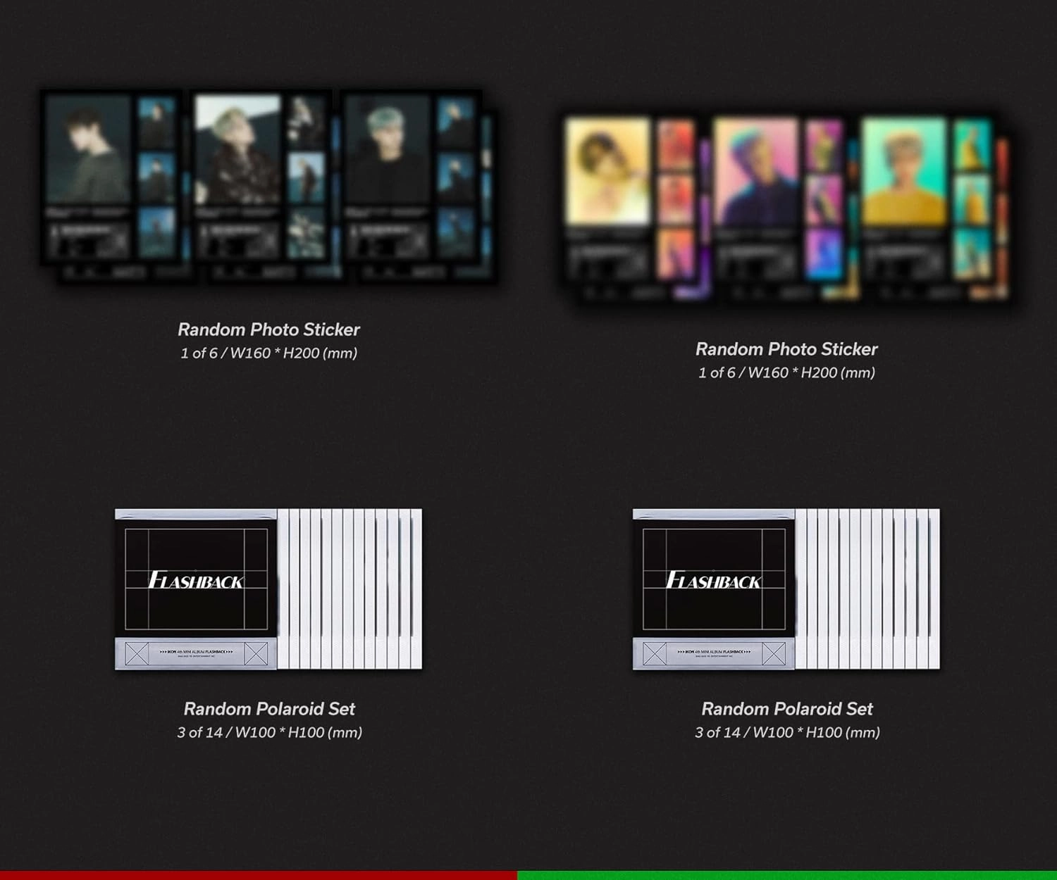 iKON - FLASHBACK [PHOTOBOOK ver.] 4th Mini Album Extra Photocards Set (RED GREEN ver. SET, 1 Folded Poster)