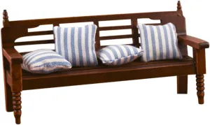 IMIKEYA 1 Set Mini House Bench Model Scale Wooden Miniature Furniture with Pillow for Dollhouse Decoration Chic DIY Miniature Bench Adornment for Craft Projects and Home Decor