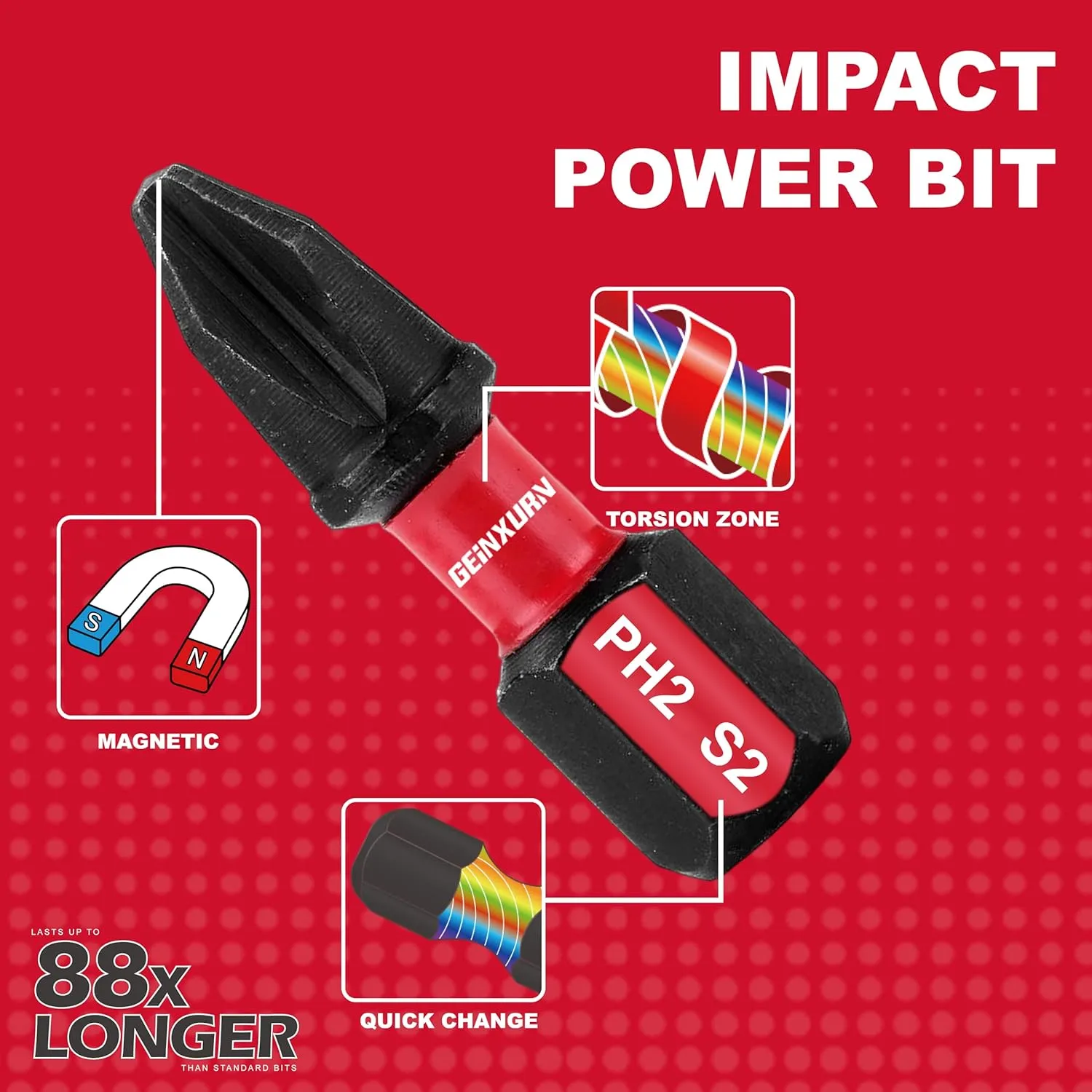 Impact Tough #1#2#3 Phillips 1 in. Insert Driver Bits, 41Pack Bulk PH1/PH2/PH3 Screwdriver Power Bits Set with 1Pcs Impact Bit Holder and 1Pcs Mini Wrench