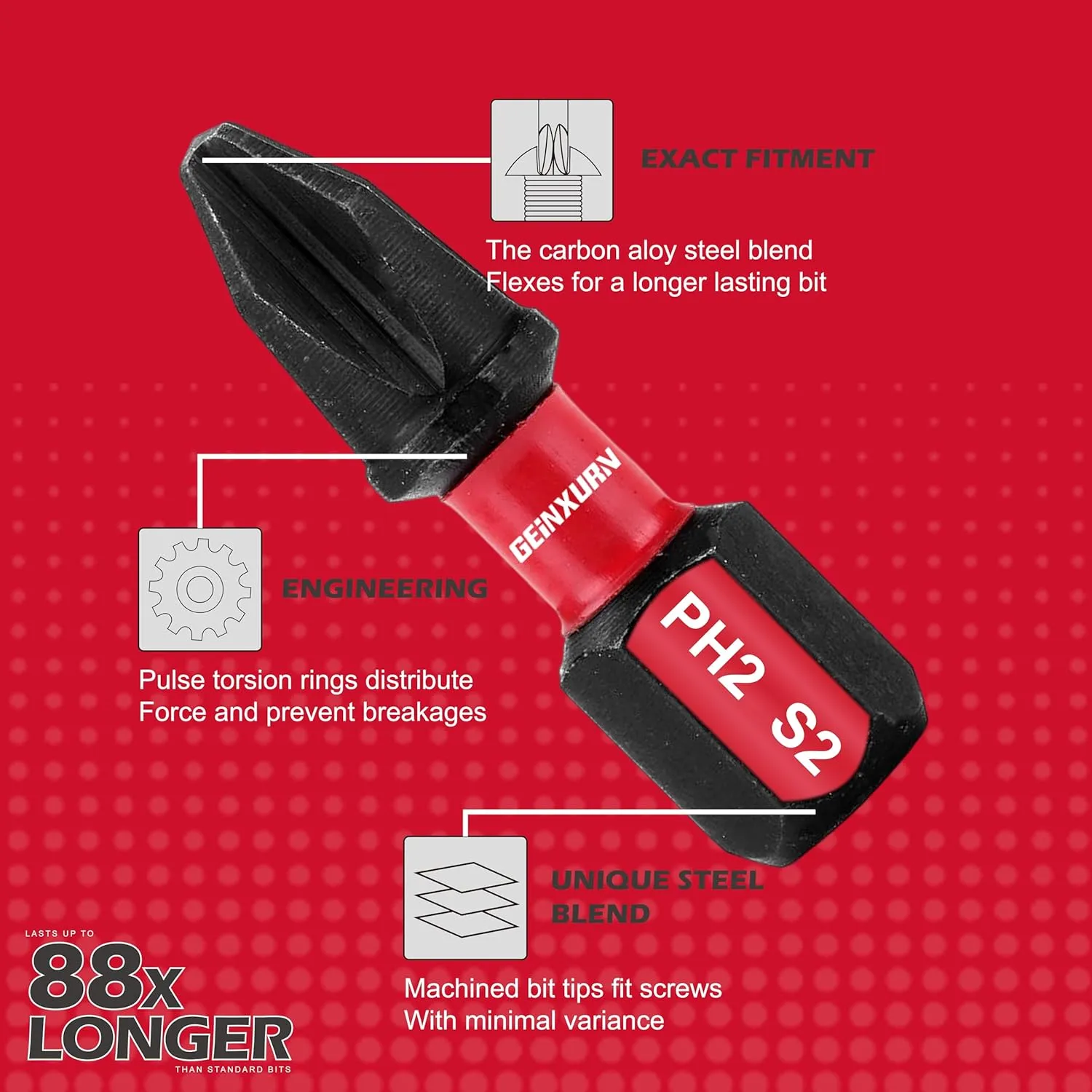 Impact Tough #1#2#3 Phillips 1 in. Insert Driver Bits, 41Pack Bulk PH1/PH2/PH3 Screwdriver Power Bits Set with 1Pcs Impact Bit Holder and 1Pcs Mini Wrench