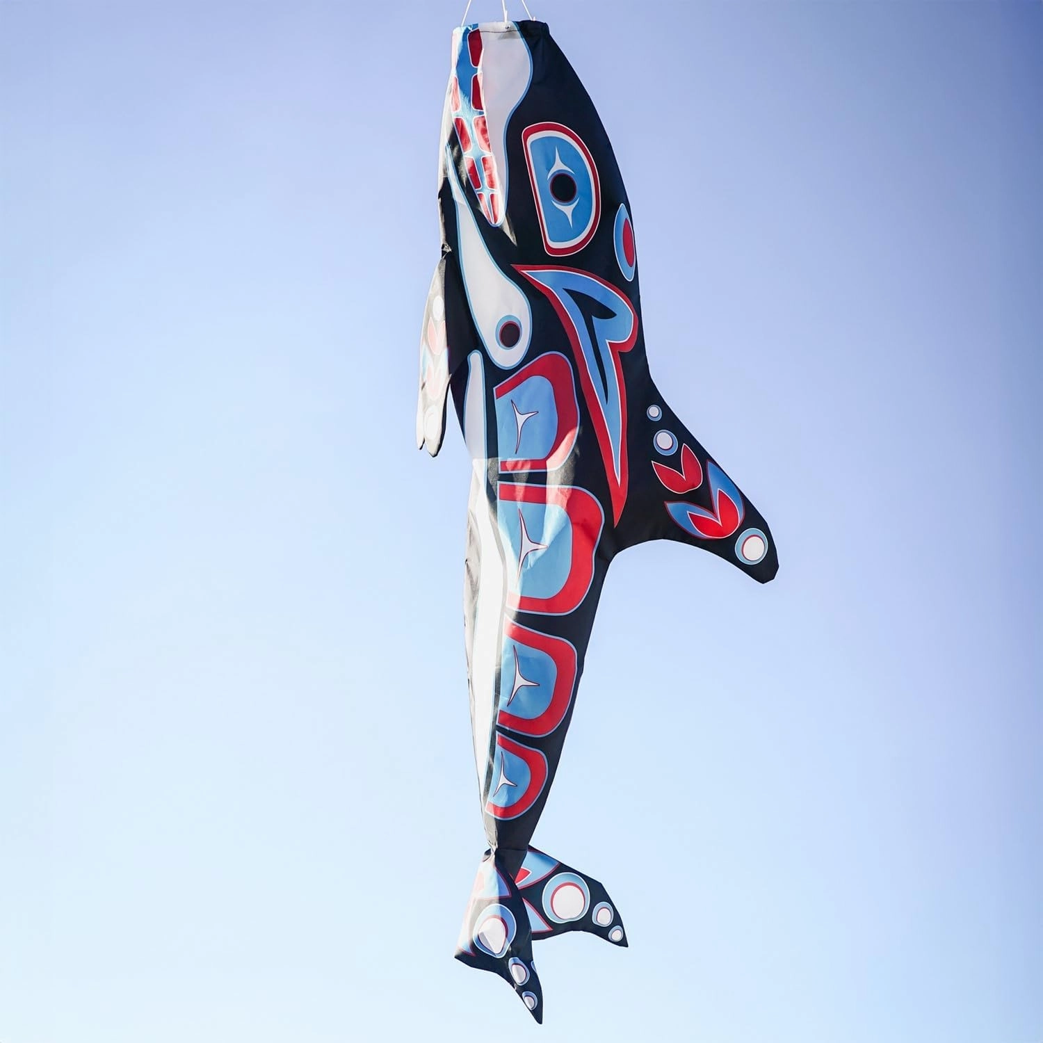 In the Breeze 5242 — Orca Totem 48-inch Fish Windsock — Fully Printed PNW Native-Inspired Garden Décor