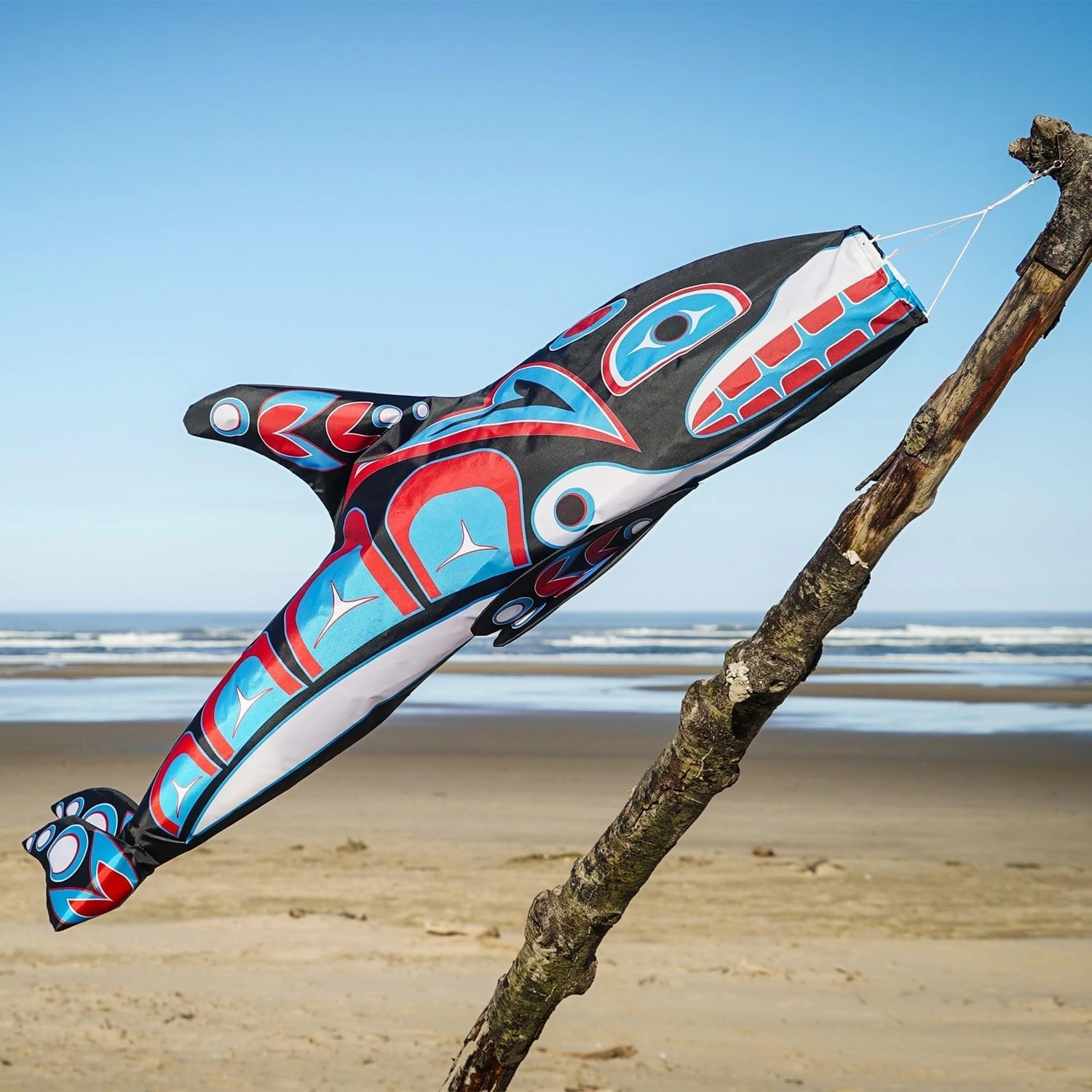 In the Breeze 5242 — Orca Totem 48-inch Fish Windsock — Fully Printed PNW Native-Inspired Garden Décor