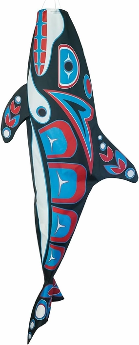 In the Breeze 5242 — Orca Totem 48-inch Fish Windsock — Fully Printed PNW Native-Inspired Garden Décor