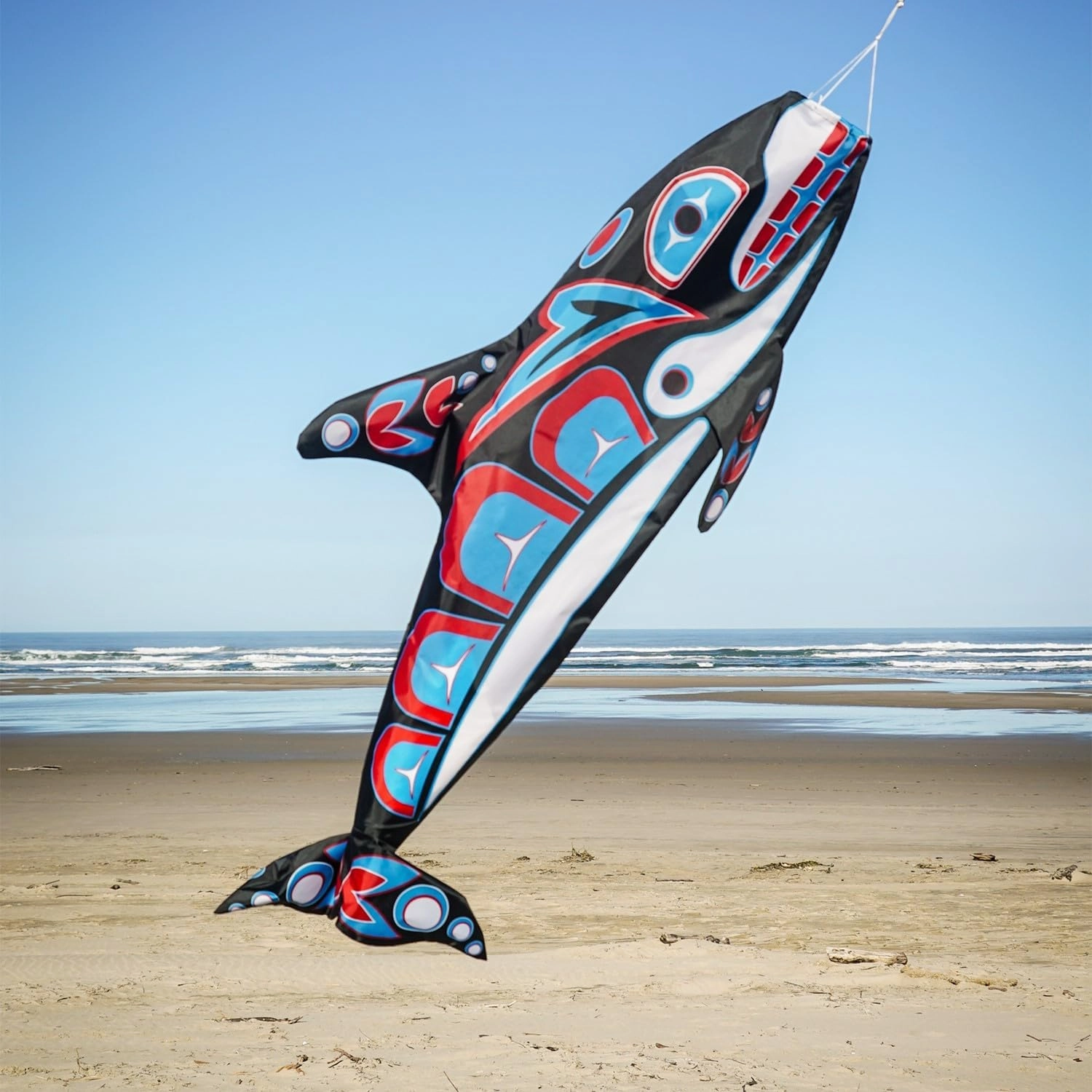 In the Breeze 5242 — Orca Totem 48-inch Fish Windsock — Fully Printed PNW Native-Inspired Garden Décor