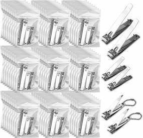Individually Wrapped Nail Clippers in Bulk Stainless Steel Fingernail Clippers, Sturdy Thick Toenail Clippers Mini Men Women Nail Tip Toenails Cutter Trimmer for Homeless, Travel, Hotel (60 Pcs)