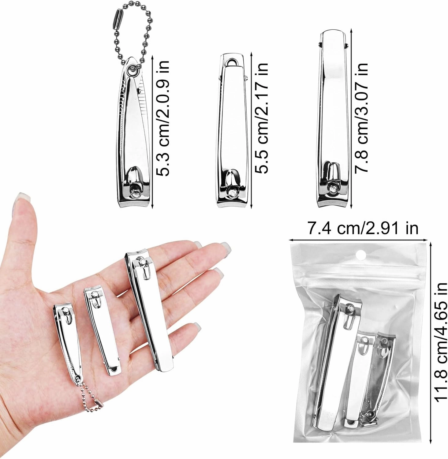 Individually Wrapped Nail Clippers in Bulk Stainless Steel Fingernail Clippers, Sturdy Thick Toenail Clippers Mini Men Women Nail Tip Toenails Cutter Trimmer for Homeless, Travel, Hotel (60 Pcs)