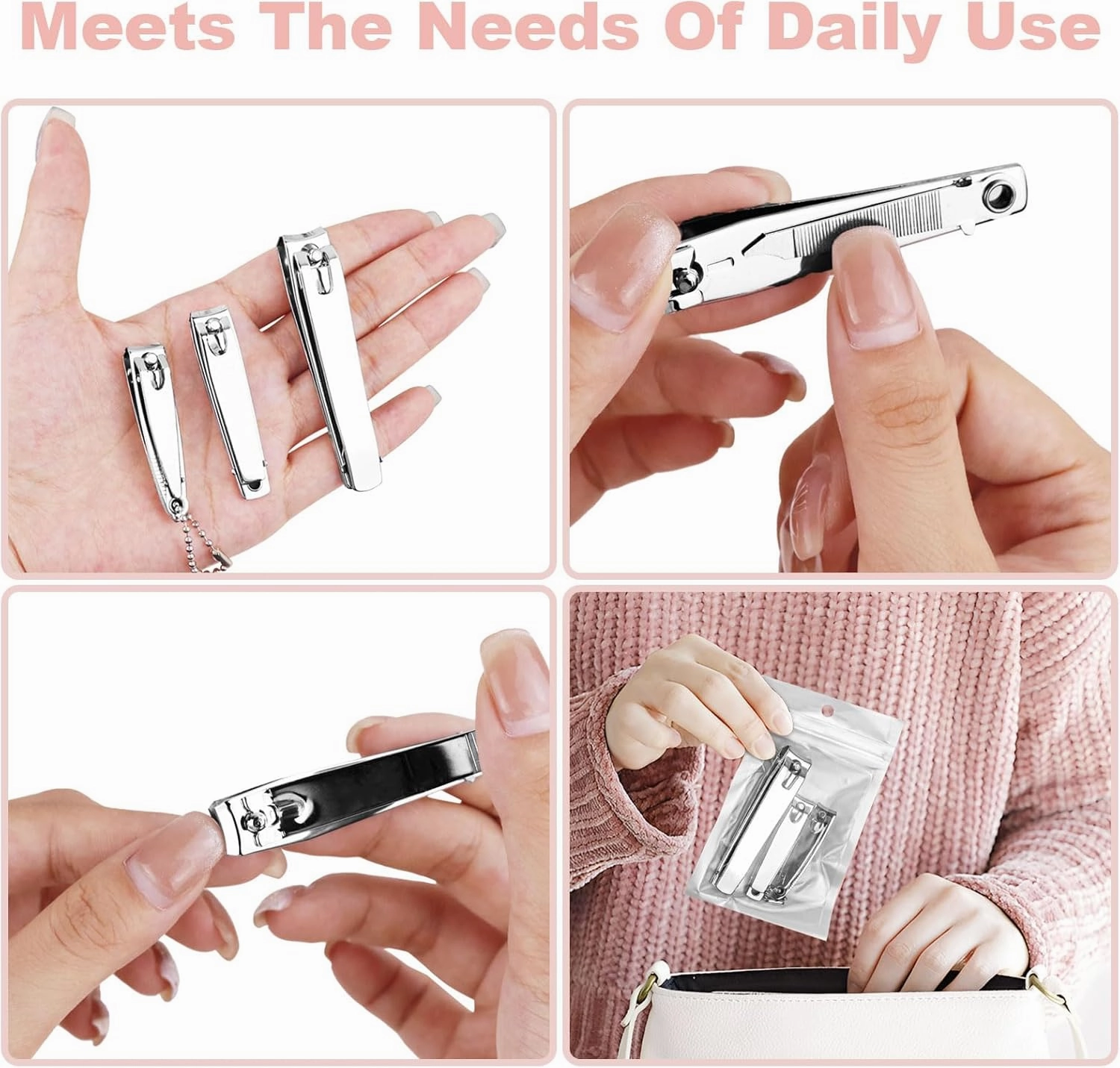 Individually Wrapped Nail Clippers in Bulk Stainless Steel Fingernail Clippers, Sturdy Thick Toenail Clippers Mini Men Women Nail Tip Toenails Cutter Trimmer for Homeless, Travel, Hotel (60 Pcs)
