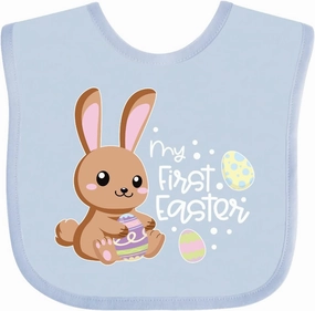 inktastic My 1st Easter with Cute Brown Bunny and Easter Eggs Baby Bib