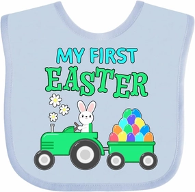 inktastic My First Easter Bunny and Tractor Baby Bib