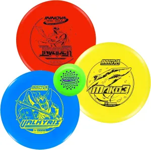 Innova Discs Golf Set 3 Pack - Disc Golf Starter Set for Beginners With Driver, Mid-Range, Putter DX Valkyrie, Invader, Mako3 and Mini