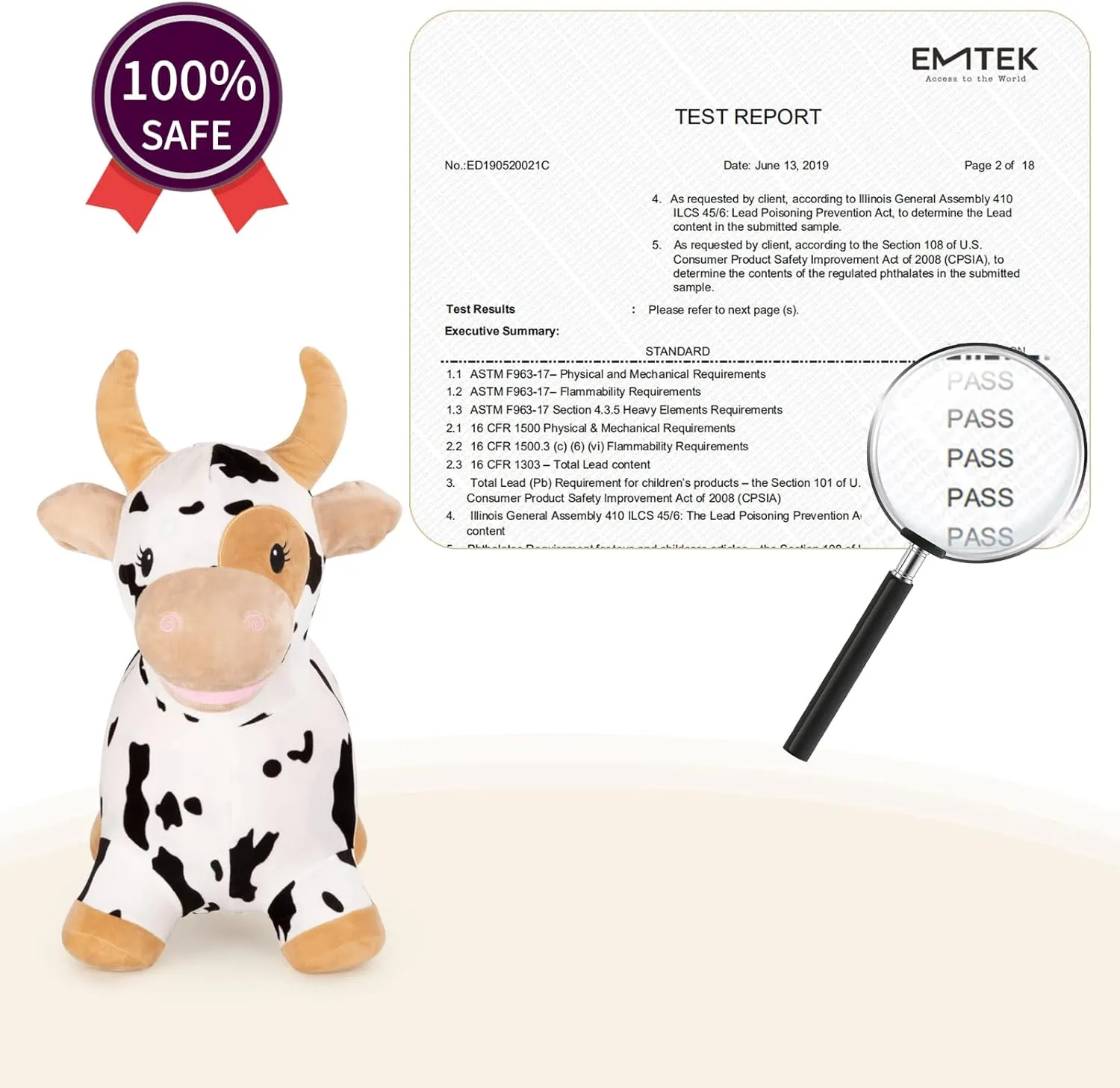 INPANY Bouncy Cow Farm Animal Hopper Toys, Toddler Plush Bouncing Inflatable Bouncer, Ride on Hopping Horse, Indoor Outdoor Cowboy Rodeo Birthday Party Decorations Gifts for 2 3 4 Year Old Girls Boys