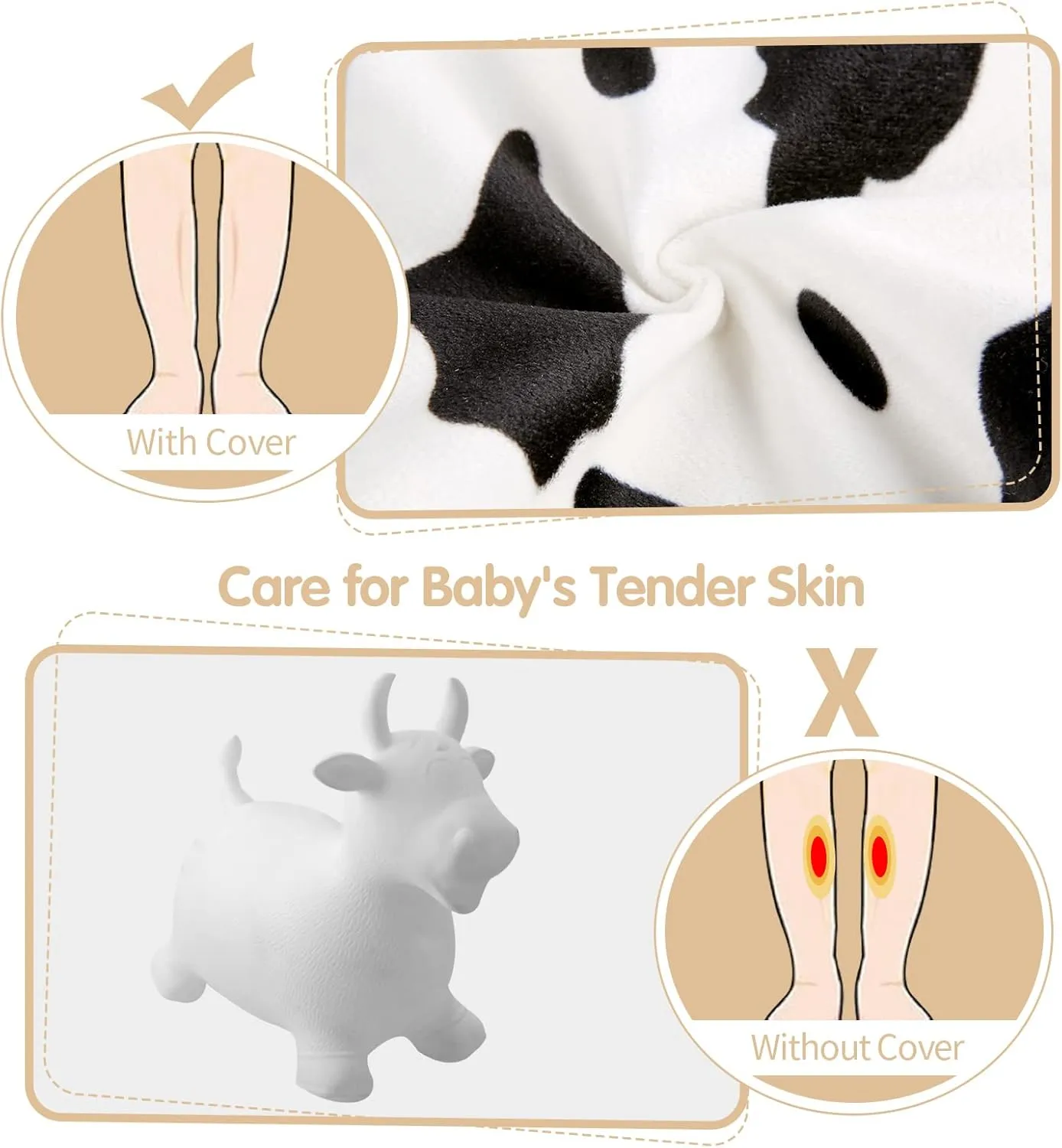 INPANY Bouncy Cow Farm Animal Hopper Toys, Toddler Plush Bouncing Inflatable Bouncer, Ride on Hopping Horse, Indoor Outdoor Cowboy Rodeo Birthday Party Decorations Gifts for 2 3 4 Year Old Girls Boys