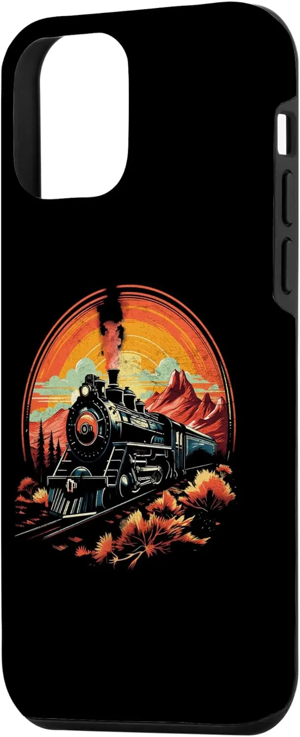 iPhone 12 mini Train Steam Engine Retro Sunset Boys Men Train Conductor Case