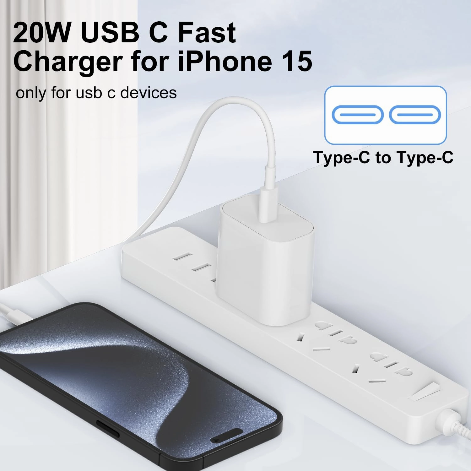 iPhone 15 16 Charger Fast Charging 10 ft USB C to USB C Cable Long,Apple USBC Wall Charger Block Power Adapter Plug Cube Brick for iPhone 16/16 Pro/16 Pro Max/16 Plus/15/15 Pro/15 Pro Max/iPad
