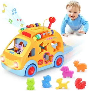 iPlay, iLearn Toddler Music Bus Toy, Baby Push Go Car for 18 Month, Musical Learning Animal School Bus, Kids Educational Learning Toy, Early Development Birthday Gifts for 2 3 4 Year Old Boys Girls