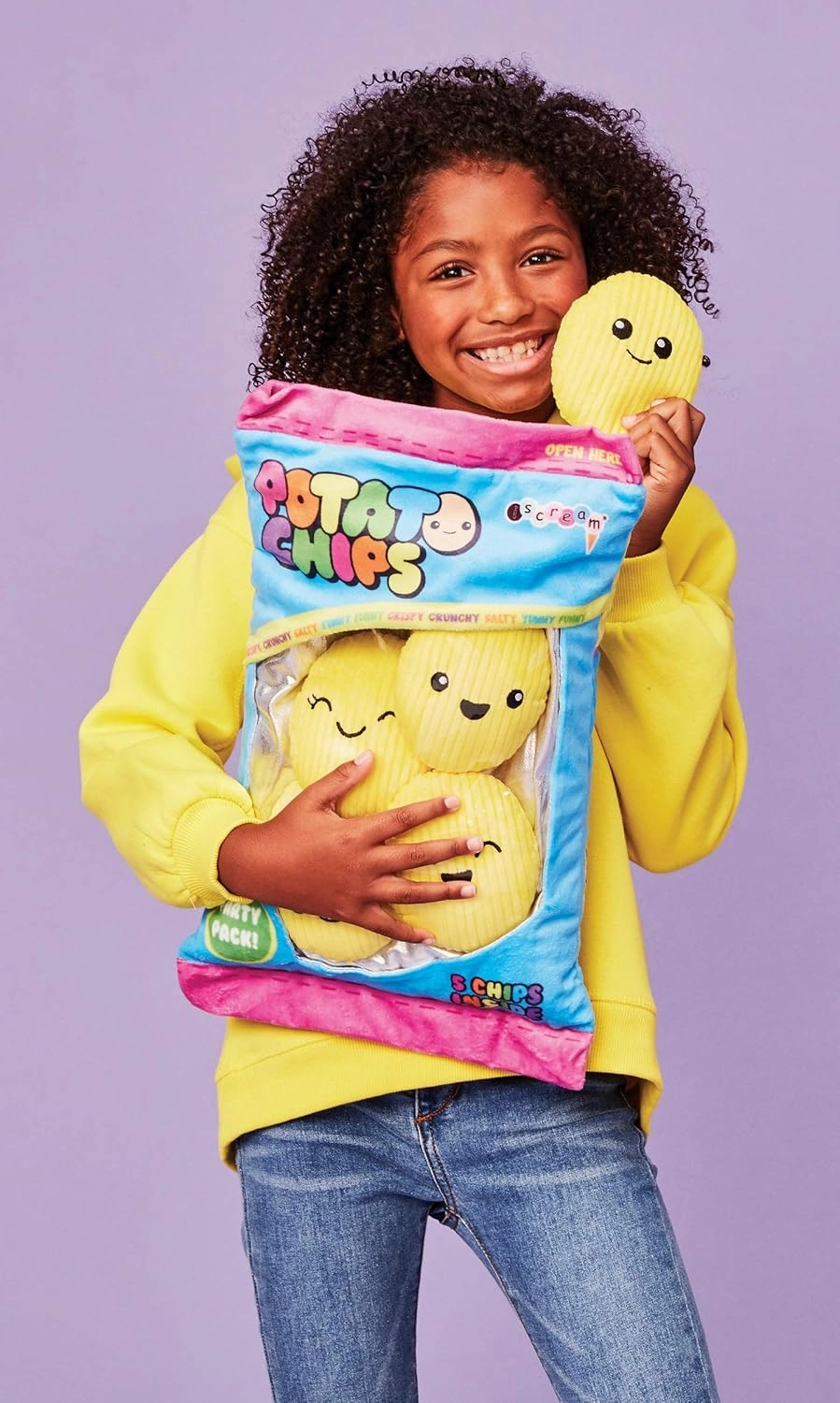 iscream Play with Your Food! Potato Chip Fleece Play Pillow Set with Embriodered Accents