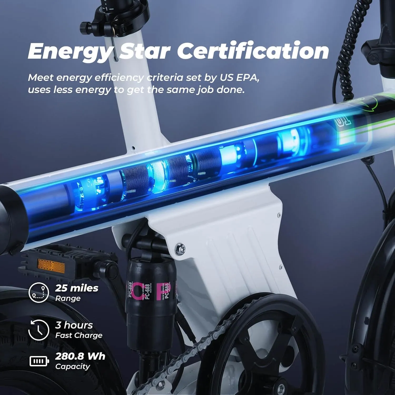 isinwheel U1 Electric Bike for Adults 500W Motor, 20 mph Folding Ebike, 14" Adult Electric Bicycles with Smart Uphill, 280.8Wh Battery, 25 Miles PAS Range, Mini E Bikes for Teens