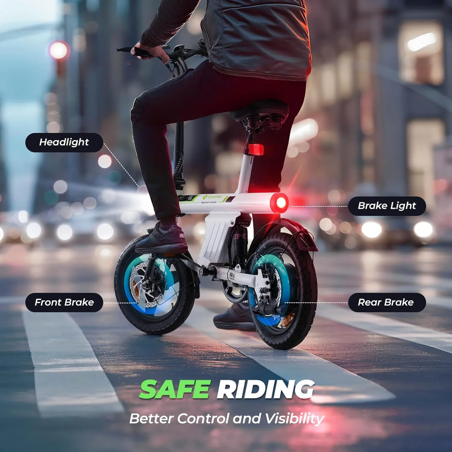isinwheel U1 Electric Bike for Adults 500W Motor, 20 mph Folding Ebike, 14" Adult Electric Bicycles with Smart Uphill, 280.8Wh Battery, 25 Miles PAS Range, Mini E Bikes for Teens