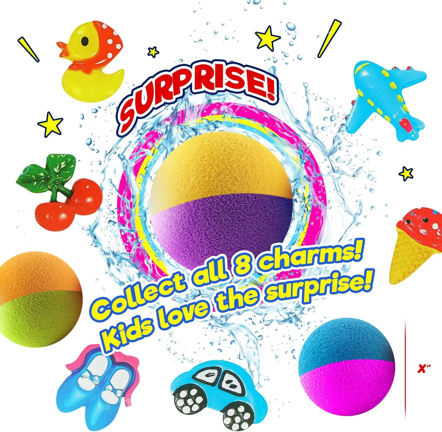 JA-RU Fizzy Bath Bombs w/Mini Surprise Toy (12 Fizzy Bombs) Colorful Bubble Foam Bath Bomb for Kids. Bath Tub & Shower Toys. Bulk Party Favors Birthday Christmas Easter Basket Mini Gift Set. 1833-12s