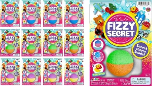 JA-RU Fizzy Bath Bombs w/Mini Surprise Toy (12 Fizzy Bombs) Colorful Bubble Foam Bath Bomb for Kids. Bath Tub & Shower Toys. Bulk Party Favors Birthday Christmas Easter Basket Mini Gift Set. 1833-12s