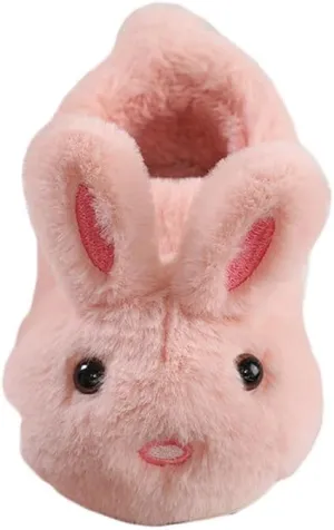 JadeRich Boys Girls Fluffy Faux Fur Bunny House Slippers Lightweight Cozy Soft Plush Cute Rabbit Home Shoes