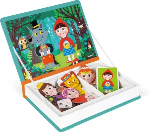 Janod - Magneti'Book Story Book - 40-Piece Magnetic Educational Set - Encourages Motor Skills and Imagination - Suitable for Ages 3 and Up, J02588, White