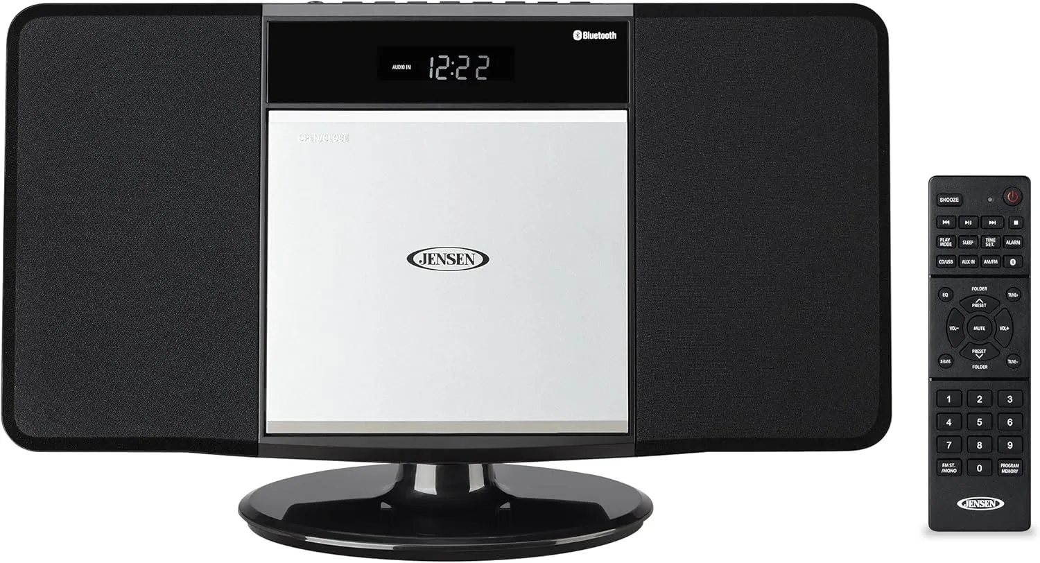 Jensen JBS-300 Modern Bluetooth Stereo Music System for Home with CD/MP3/WMA Player Wireless Streaming USB Port for MP3 Playback | Digital AM/FM Stereo (Remote Included) (Limited Edition)