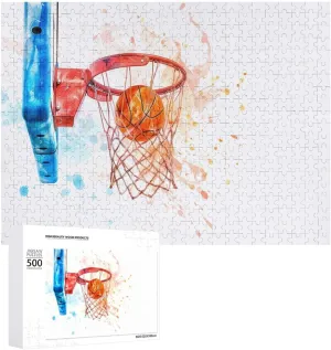 Jigsaw Puzzles 1000 Pieces Challenging Puzzle Basketball Wooden Puzzle Hoop Sport Cartoon Puzzle Game for Family Parent-Child Holiday Puzzles for Educational Gift for Women Men