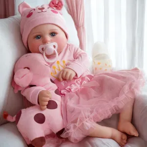 JIZHI Lifelike Reborn Baby Dolls - 20-Inch Cute Realistic Newborn Baby Doll Soft Cloth Body Real Life Baby Dolls Girl with Gift Box for Kids Age 3  & Collection