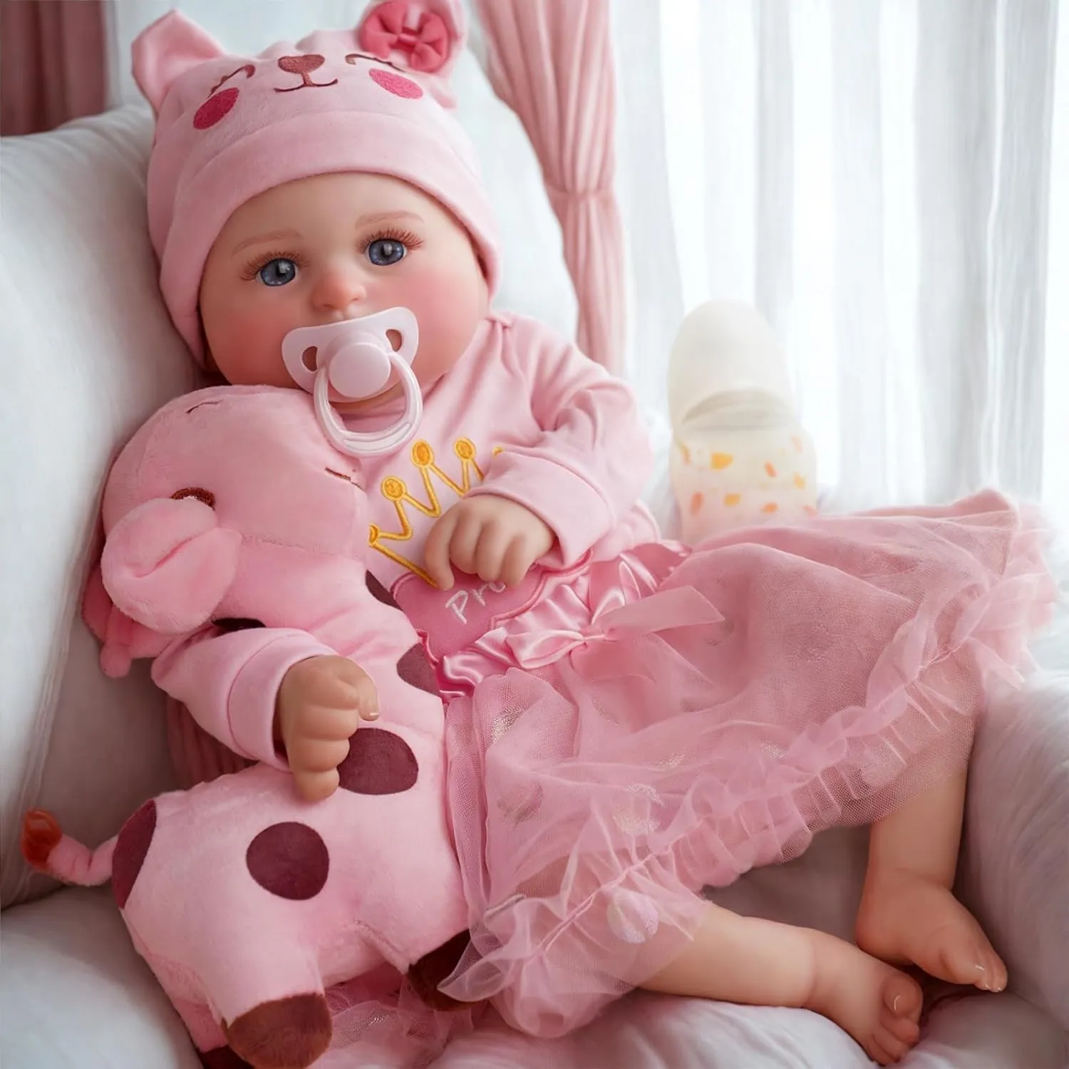 JIZHI Lifelike Reborn Baby Dolls - 20-Inch Cute Realistic Newborn Baby Doll Soft Cloth Body Real Life Baby Dolls Girl with Gift Box for Kids Age 3  & Collection