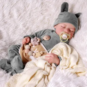 JIZHI Lifelike Reborn Baby Dolls Boy - 17-Inch Soft Body Realistic-Newborn Full Body Vinyl Real Life Baby Dolls with Toy Accessories for Kids Age 3 4 5 6 7  
