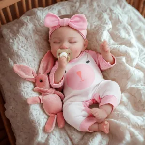 JIZHI Reborn Baby Dolls - 12-Inch Soft Body Realistic-Newborn Baby Doll Full Vinyl Body Poseable Real Life Baby Dolls Sleeping Girl with Toy Accessories Gift Set for Kids Age 3 
