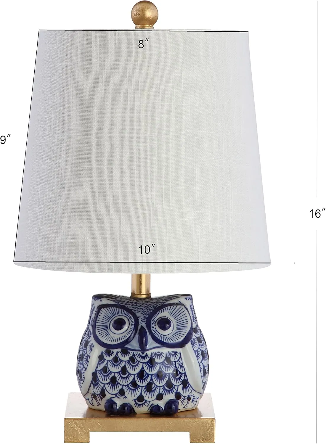 JONATHAN Y JYL3014A Justina 16" Ceramic Mini LED Table Lamp Cottage,Transitional for Bedroom, Living Room, Office, College Dorm, Coffee Table, Bookcase, Blue/White
