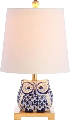 JONATHAN Y JYL3014A Justina 16" Ceramic Mini LED Table Lamp Cottage,Transitional for Bedroom, Living Room, Office, College Dorm, Coffee Table, Bookcase, Blue/White